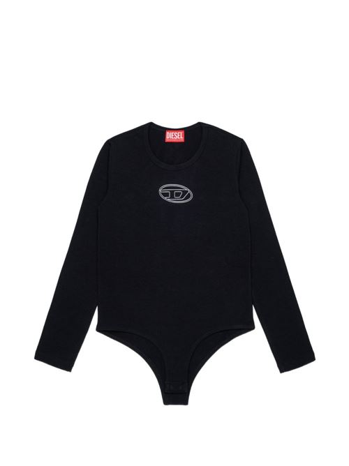 Body bambina Diesel Bilit nero a maniche lunghe con logo ricamato DIESEL KIDS | J02929KYA0LK900